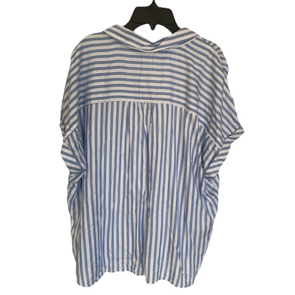 beachlunchlounge collection stripe short sleeve button up shirt Spring Tulip E-4 - Picture 3 of 7